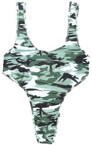 QiaTi Herr jockstrap leotard kamouflage bodysuit string underkläder backless brottning singlet jumpsuits för män