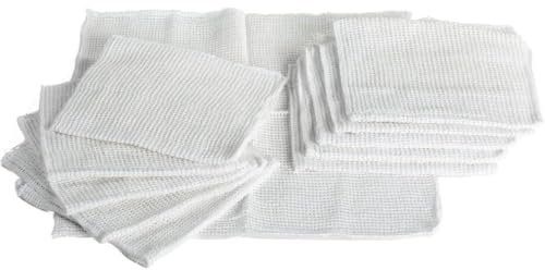 Prieto Larrey - Pack 12 BAYETAS PAÑO - 40x40 - Rejilla Blanca 100% algodón - Bayeta Multiusos y multisuperficie- Uso Dómestico y Profesional (12)