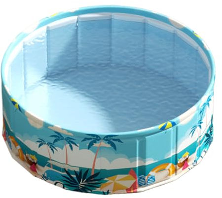 Kinder Klapppool - 120x45cm Großer Tragbarer Faltpool - Faltbares Kinderpool | Wasserdichter Plantschpool Schnell Aufgebaut Für Garten Terrasse Und Haustiere
