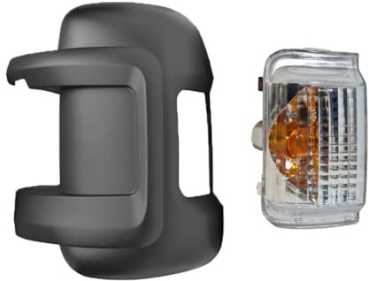 PROMOLINK Cubierta de espejo + intermitente izquierdo espejo retrovisor exterior tapa del lado del conductor + luz intermitente compatible con Peugeot Boxer Fiat Ducato Citroën Jumper a partir de 2006