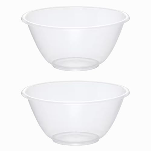 eMKay® Set of 2 Clear 25cm Plastic Mixing Bowls – 4L BPA-Free Food-Safe Nesting Bowls for Kitchen Prep, Baking & Serving – Microwave & Dishwasher Safe Lightweight Bowls