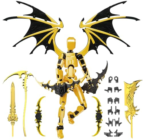 HTTDSLF T13 Figura de Acción (Ensamblaje Completado), 3T13 Action Figure, D Impreso con múltiple, Decoraciones de Escritorio para Juguetes de Amantes de Los Juegos, Oro 3