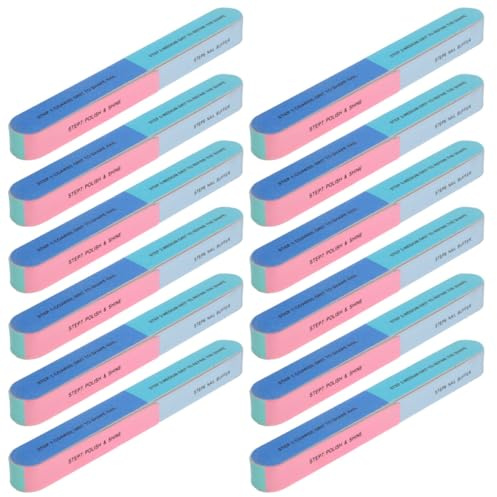LIFKICH Bloques Pulidores de Uñas 12 Piezas Esponja Lavables Reutilizables 6 Lados y 7 Etapas para Uso Profesional y Embellecimiento de Uñas