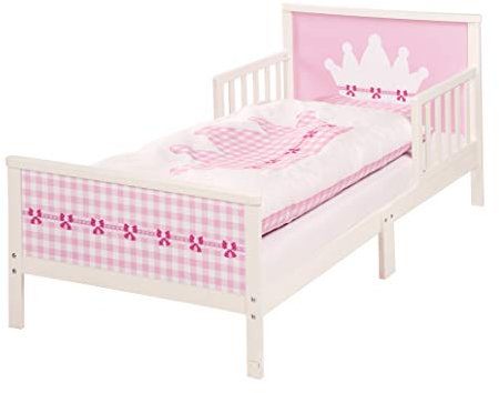 roba 20332 Themenbett 'Krone', Kinderbett inklusive Matratze, Bettwäsche & Lattenrost für Mädchen, rosa