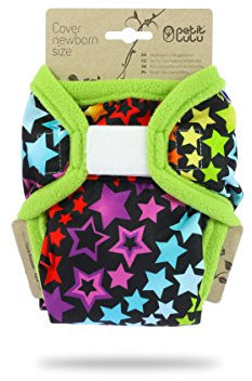 Petit Lulu Neugeborenen Überhose (2-6 kg) für Stoffwindeln Klett (Regenbogensterne)