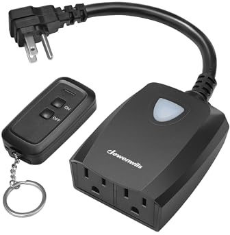 DEWENWILS Outdoor Wireless Remote Control Outlet Power Strip Weatherproof, Expandable Indoor Outdoor Electrical Plug in Light Switch, 15 A, 7-Inch Extension Cord, 100 FT Range, ETL Listed