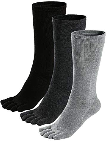 PUTUO Uomo Calzini con Dita Separate, Calze 5 Dita Uomo Calzini Sportivi in Cotone, Calzini Uomo di Alta Qualità, EU 39-45, 3 paia