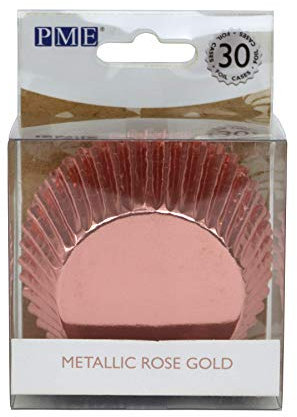 PME BC818, Pirottini di Carta per Cupcake e Muffin - Oro rosa, 30 Unità