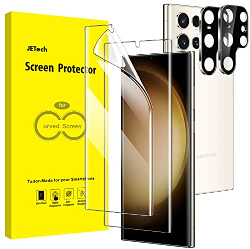 JETech TPU Skärmskydd för Samsung Galaxy S23 Ultra, 2+2-Pack | med Kameralinsfolie, Flexibel TPU-Film, Kompatibel med Fingeravtrycks-ID, HD-Klar, Enkel Installation