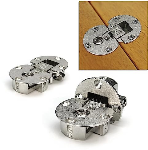 YIDELAI Bisagras empotrables de solapa (1 par) Bisagras planas ocultas ajustables a 90° Bisagras para puertas de armario con giro hacia abajo