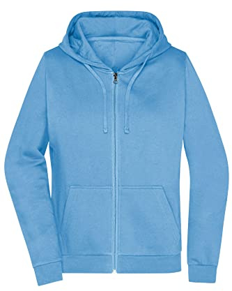James & Nicholson Damen Basic Kapuzen-Sweatjacke - Leicht taillierte Sweatjacke mit Kapuze | Farbe: Sky-Blue | Grösse: XXL