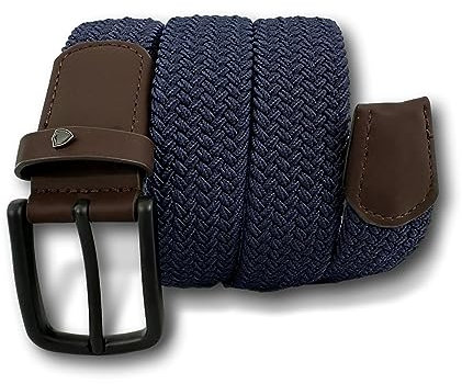 KARMA.DIEM Stretchgürtel Unisex Stoffgürtel Elastisch Flechtgürtel - Geflochtener und Elastischer Dehnbarer Gürtel für Damen und Herren (Medium, Dunkelblau)