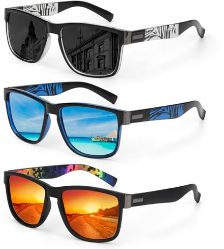 Hifot Gafas de Sol Hombre Mujer 3 Piezas, Gafas Polarizadas Pesca, Gafas Deportivas Ciclismo Running, Lentes de Sol para Hombre Mujer, Sunglasses Men Women