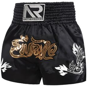 TiaoBug Pantalones Cortos De Boxeo para Niños Pantalones Cintura Ancha Pantalones Cortos para Muay-Thai Pantalones MMA Ropa De BJJ Un Negro 5-7 años