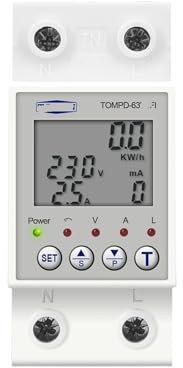 IONQXIDLD Disjoncteur refermable 63A 220V, Compteur d'énergie, minuterie de Mesure avec Protection Contre Les fuites de Tension et de Courant