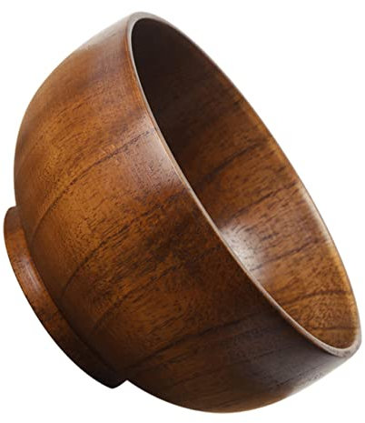 MAGICLULU 1pezzi Ciotola in Legno per Insalata Fruttiera Creativa per Alimenti Stoviglie Naturali Ciotola Rotonda Spessa Senza Crepe Fattura Pregevole Elegante e Versatile per Uso Quotidiano