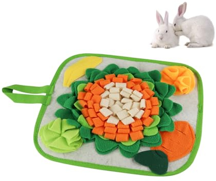 LuckyOpt Tapis de nourriture pour lapin, antidérapant, avec corde suspendue, coussin coloré pour chinchillas, chiots, cochons d'Inde (multicolore, M)