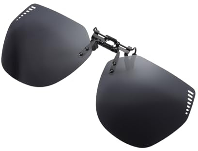 Long Keeper Clip Occhialia da Sole Polarizzati Clip On Occhiali per Uomo Donna Poligono Senza Montatura Lenti da Sole Sovrapponibili per Occhiali da Vista (Nero)