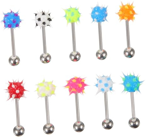 BESTYASH Piercing para lengua, de silicona, 10 unidades, colores aleatorios, de plástico, para joyas creativas del cuerpo y estilo individual, duradero y cómodo de llevar