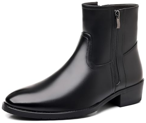 DADAWEN Homme Bottine Chelsea Cuir Confortable Classiques Ankle Boots Classiques- Noir 43