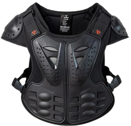 QSTDGVPW Chaleco de Motociclista con Protección para El Pecho para Niños Que Practican Skateboarding Y Motocross, Negro