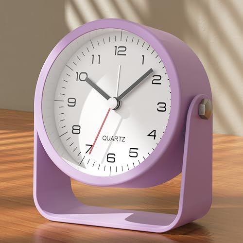 AYRELY® - Sveglie analogiche piccole da 8,9 cm, orologio da tavolo a batteria, adorabile orologio da tavolo con luce, angolo regolabile per viaggio, comodino, camera da letto, decorazione per bambini