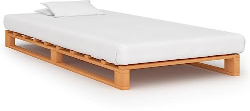 Generico Giroletto in Pallet Marrone Legno Massello di Pino 100x200 cm,Letti e telai per Letti