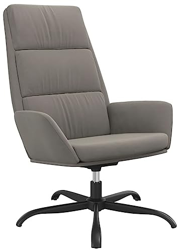 HFXHIJXQ Poltrona relax in velluto grigio chiaro, moderna poltroncina girevole a 360°, con struttura in metallo, comoda poltrona imbottita per soggiorno e camera da letto, stabile poltrona per TV fino