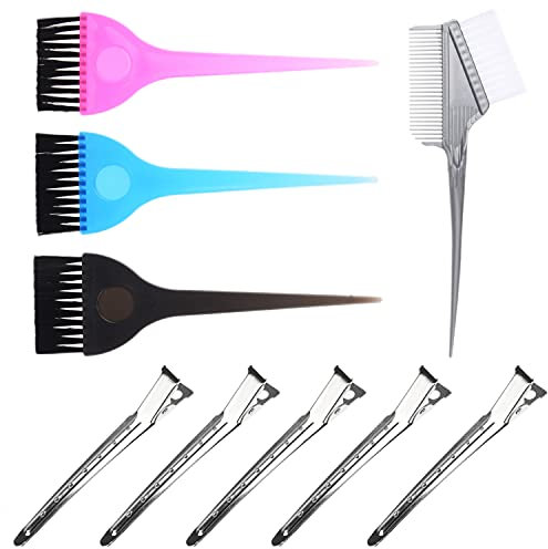 Kare & Kind Kit Acconciatura e Colorazione Capelli 9 Pezzi - 3x Pennelli Singoli, 1x Pettine-Pennello per Tinta, 5x Fermagli per Capelli - Per Balayage, Colpi di Luce, Stagnola, Micro Treccine