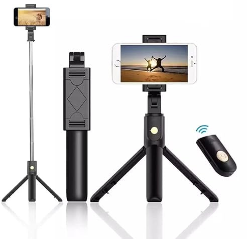 Perche à Selfie et trépied avec télécommande Bluetooth, Perche à Selfie Bluetooth, trépied pour Appareil Photo, Perche à Selfie sans Fil avec télécommande, pour téléphones Mobiles de 4,7 à 6 Pouces