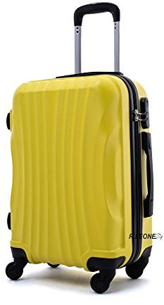 R.Leone Ryanair 55x40x20 cm Valigia Trolley Bagaglio a mano 4 Ruote rimovibile Ultraleggero in ABS Autonomo 20373N (Giallo, Valigia 55X40X20cm)