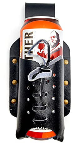 5MOONSUN5's Beer Holster, Leather Classic Beer Holster Bottle Holders Beer Lover Essentials/Party Accessories, Handmade Classic Beer Holster with Brass Metal Rivets. (Black)