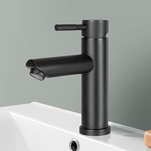 Mursche Robinet Salle de Bain Robinet Lavabo - Cascade Moderne Design Elégant Robinetterie Noir Mitigeur en Inoxydable Eau Chaude et Froide Disponible