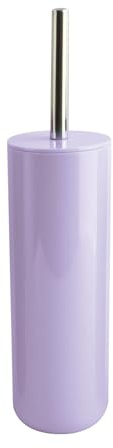 MSV - Porta scopino Inagua - Porta scopino da Pavimento in polistirolo - Manico in Acciaio Inox - Colore Lavanda - Testina sostituibile