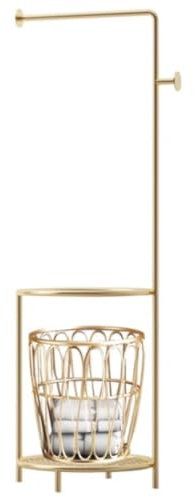 Handtuchständer Freistehend Handtuchleiter Stehend Freistehender Handtuchhalter Mit Ablagefläche Und Beweglichem Wäschekorb. Deckenhalter Aus Metall Mit Haken Handtuchhalter Stehend ( Color : Gold )