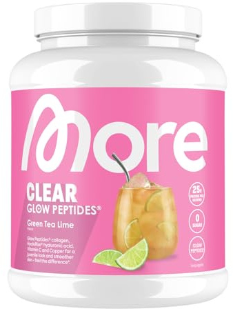MORE Clear Glow Peptides, Green Tea Lime, 600 g, unterstützt Muskeln, Haut, Gelenke, Sehnen und Bänder - made in Germany