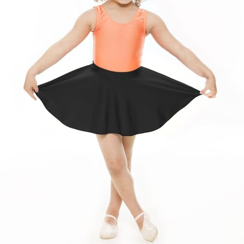 P&R DANCEWEAR LTD Girls Shiny Nylon Ballet Skirt - Perfect for Gymnastics and Dance - Adorable Circular Skirt for Kids Performances and Stylish(Black, 9-10 Years)