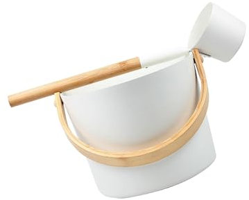 siduytin Sauna Aluminum Bucket for Ultimate Relaxation for Sauna Experience Sauna Bucket with Long Handle Spoon Aluminum Sauna Bucket, 5L White
