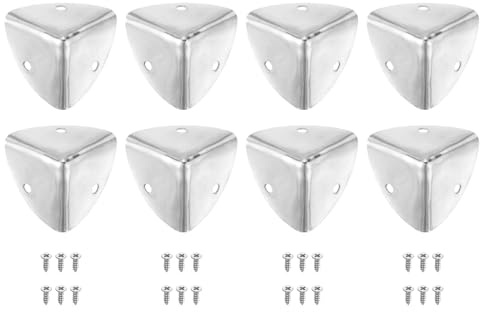 QUARKZMAN 8pz Protezioni Angolari Decorativa, 40mm Protezione per Bordi in Metallo, Paraspigoli Protezione Angoli Mobili con Viti, Argento