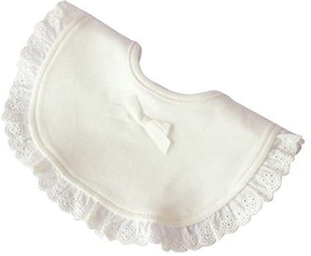 BESTonZON Baby Bibs for Infants Waterproof Cotton Drool Bibs Princess Lace Edging Soft and Absorbent Baby Feeding Accessories (white)