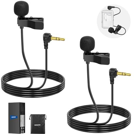 NEEWER 2 Mini Microfono Lavalier, Mic Lav Cablato 2m a Clip, TRS 3.5mm, Compatibile con DJI Mic 2 Rode Wireless Go II, NEEWER CM28 CM31 e Camera, LM5