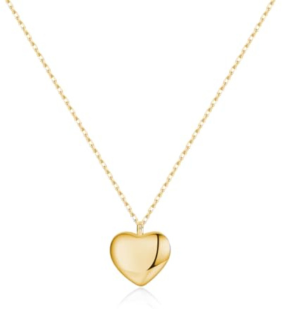 SLUYNZ 925 Sterling Silver Love Heart Choker Necklace for Women Teens Girls Simple Love Heart Pendant Necklace Chain (B-Gold)