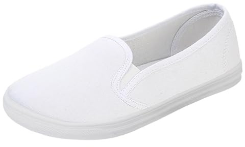 Slip on - Mocassins Plats - Antidérapants - pour Femme - en Toile - Confortables et légères - pour l'extérieur, Les Loisirs - sans Lacets