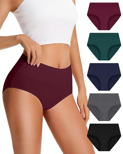 YADIFEN 5 Pack Cotton High Waisted Knickers for Women Multipack S-5XL | Full Coverage No Itchy Labels Underwear Women Pants Breathable Soft Briefs