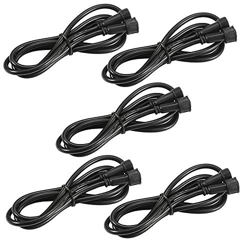 FVTLED Pack of 5, 2m 6.56ft 4Pin Extension Cable Wire with Male and Female Connectors at Both Ends Only RGB Multi-Color LED Deck Light