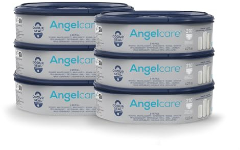Angelcare - 6 Recharges Poubelle à Couches – Octogonale – Anti Odeur - Dress Up - Fabriqué en France