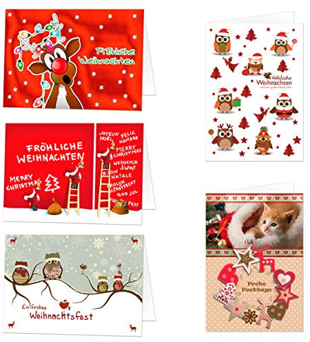 50 Stück Weihnachtskarten Klappkarten Set mit Briefumschlag. Format 17x12 cm (nicht das kleinere A6 Format)