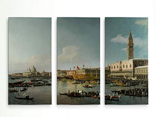 Venice The Basin by CANALETTO 3 Panel Gallery Wrapped Canvas Wall Art