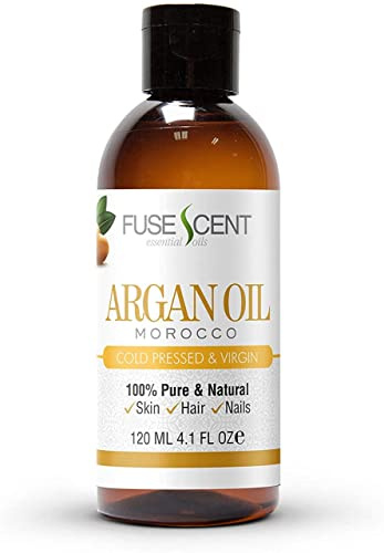 Fuse Scent | Olio di Argan del Marocco 120 ml | Puro, Naturale e Spremuto a Freddo| Ideale per Viso, Capelli, Pelle e Unghie | Olio Vergine Idratante con Antiossidanti e Vitamina E | Effetto Anti-età