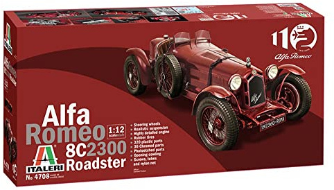 Italeri 4708S Alfa Romeo 1:12 8C/2300 1931-33 Building, Stand Model Making, Crafts, Hobby, Gluing, Plastic Kit, red, Mittel